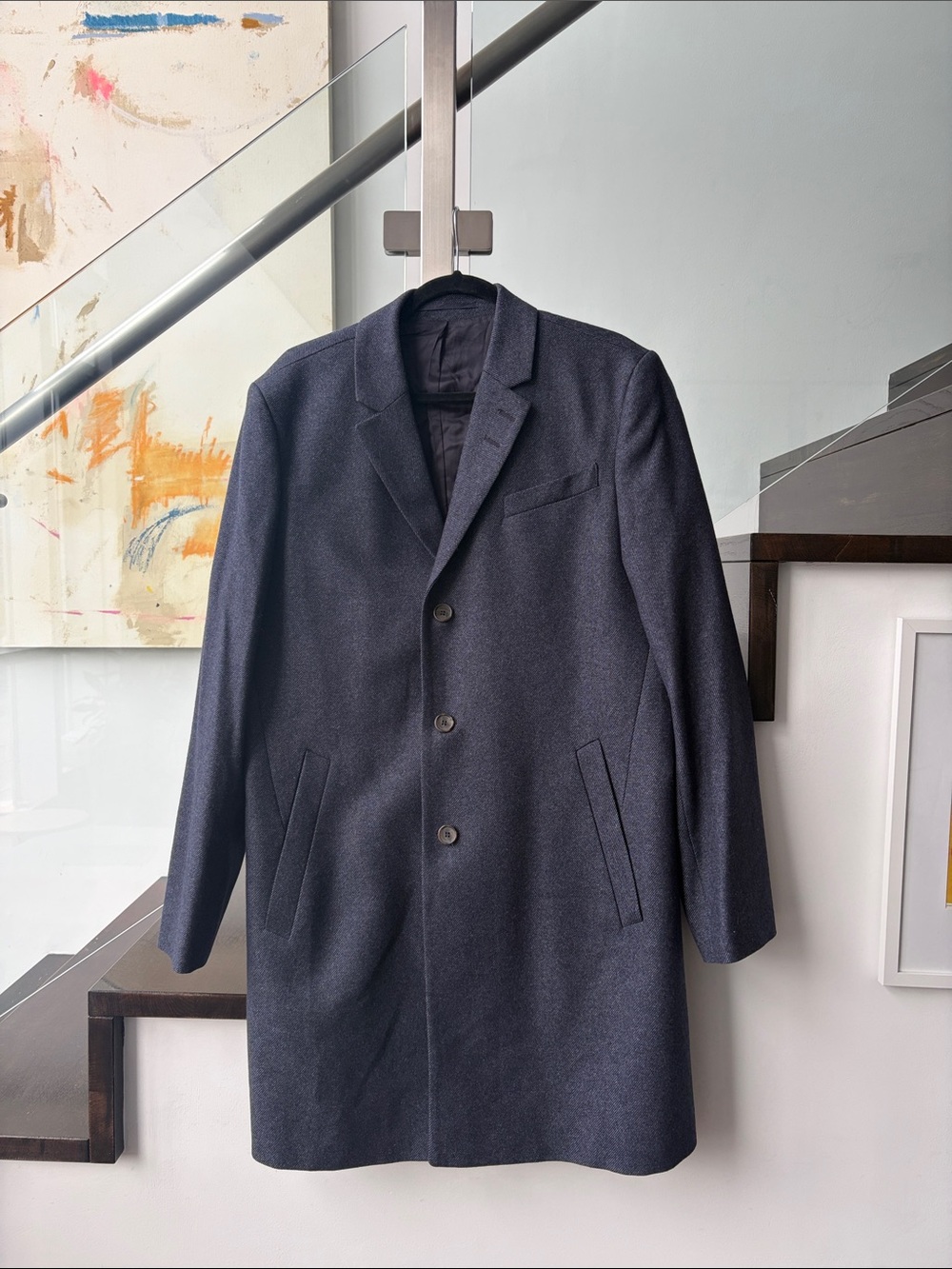 Men's Tiger of Sweden Navy Wool Cashmere Blend Coat 52